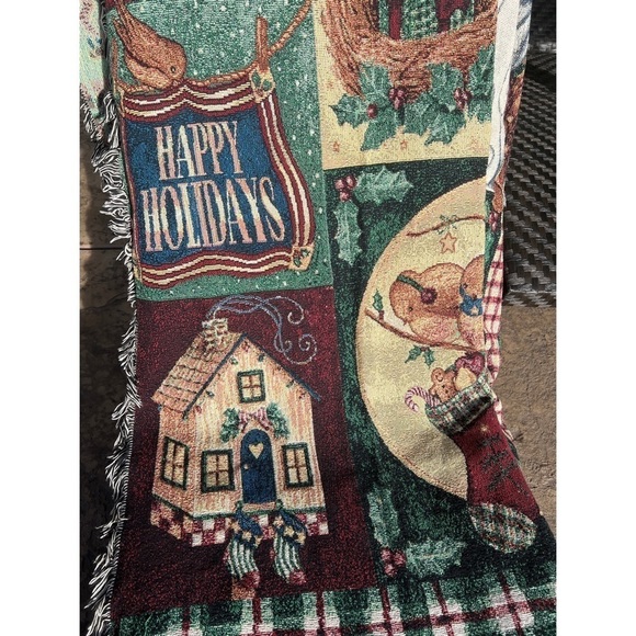 VICKY HOWARD HAPPY HOLIDAYS CHRISTMAS BLANKET / THROW - Picture 3 of 5